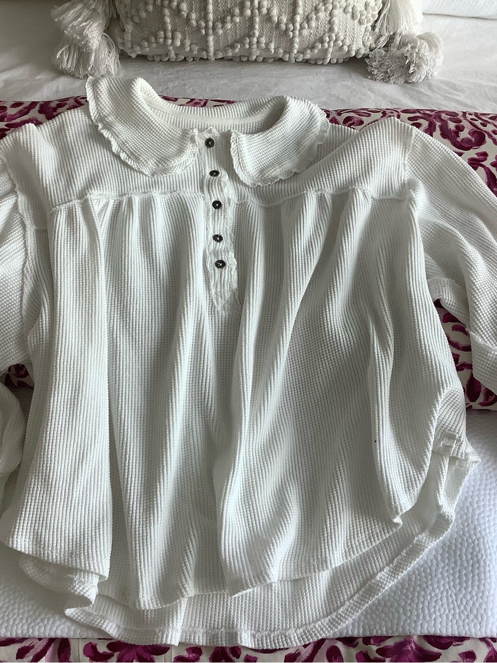 Free People Queen Of Hearts Waffle Thermal Top S - Picture 6 of 8